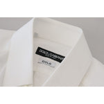 Dolce & Gabbana White Cotton Slim Fit Formal Dress GOLD Shirt TSH83045 - 37