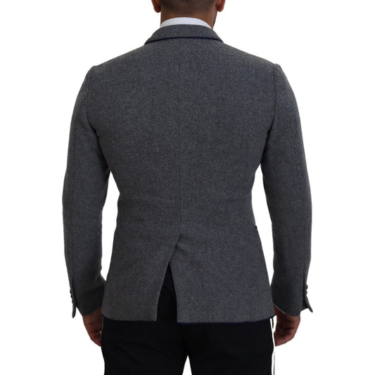 Dolce & Gabbana Gray Wool Roses Slim Fit Jacket Blazer KOS2111- 44