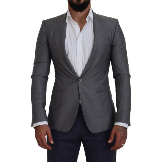 Dolce & Gabbana Gray Wool Silk Slim Fit Jacket Blazer KOS2167- 46
