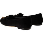 Dolce & Gabbana Black DG Sacred Heart Patch Slip On Flat Shoes LA9901 - 35