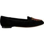 Dolce & Gabbana Black DG Sacred Heart Patch Slip On Flat Shoes LA9901 - 35