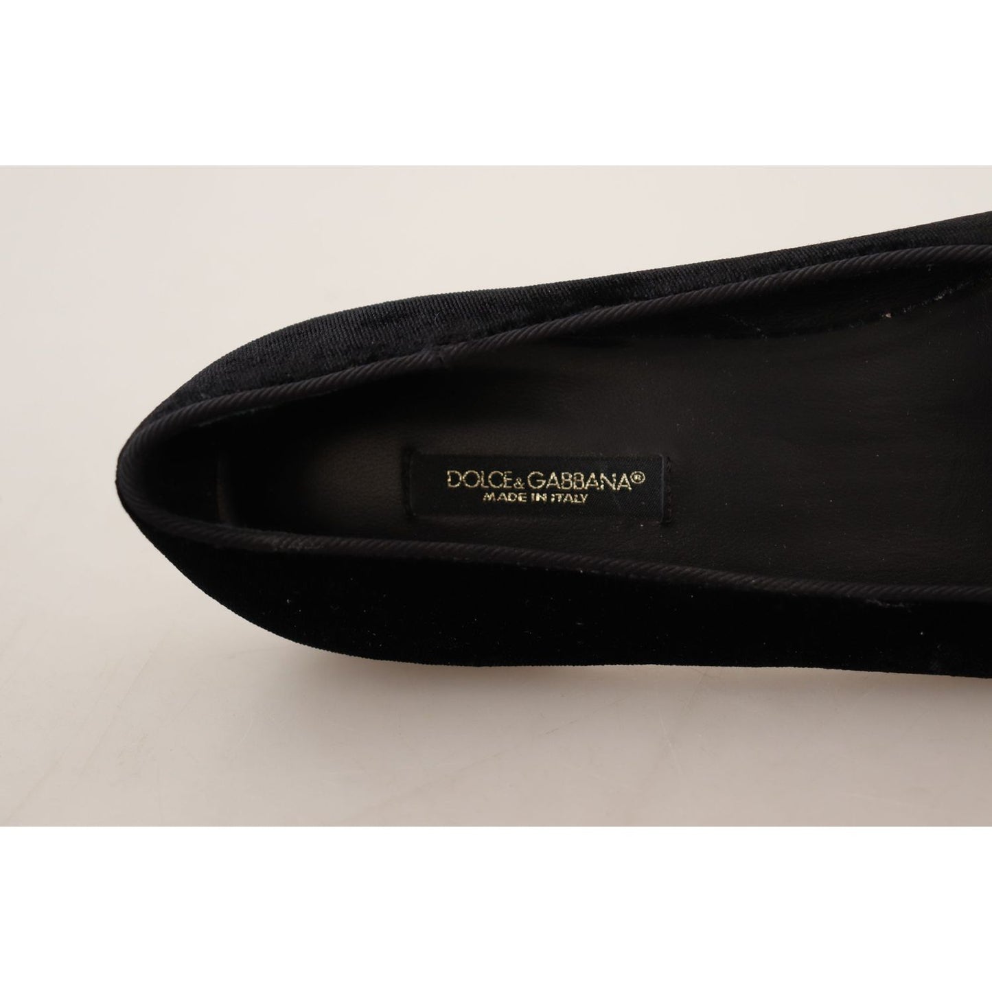Dolce & Gabbana Black DG Sacred Heart Patch Slip On Flat Shoes LA9901 - 35