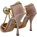 Dolce & Gabbana Pink Crystal T-strap Heels Pumps Shoes LA10020 - 36