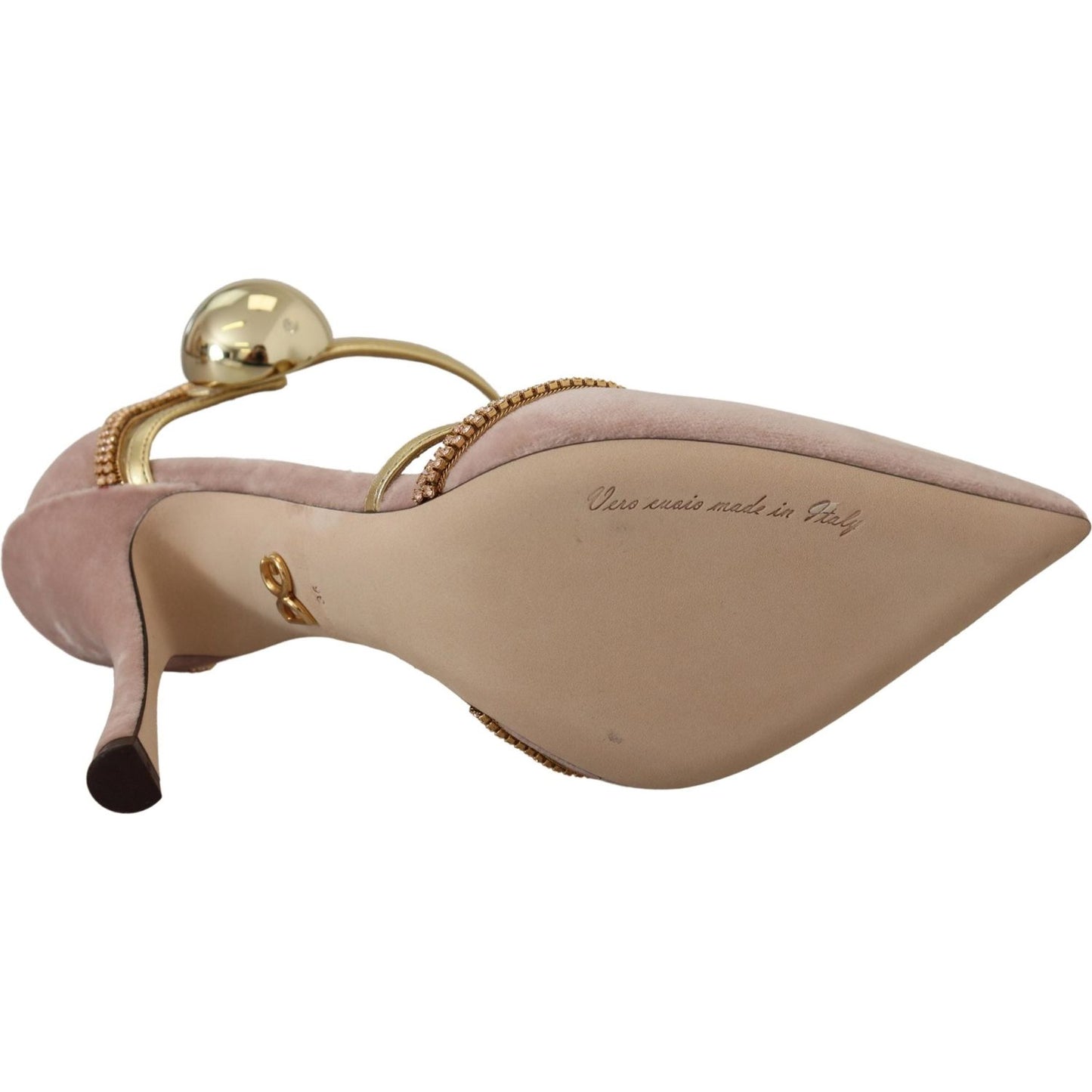 Dolce & Gabbana Pink Crystal T-strap Heels Pumps Shoes LA10020 - 36