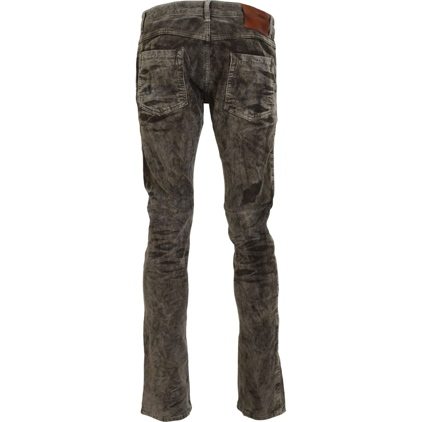 Acht Gray Washed Cotton Corduroy Slim Fit Men Jeans