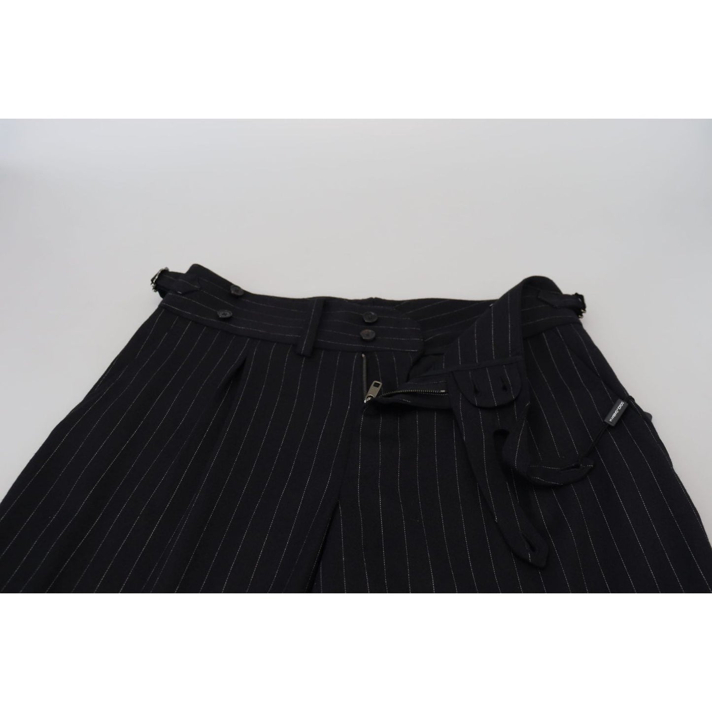 Dolce & Gabbana Black Wool Striped Chino Pants