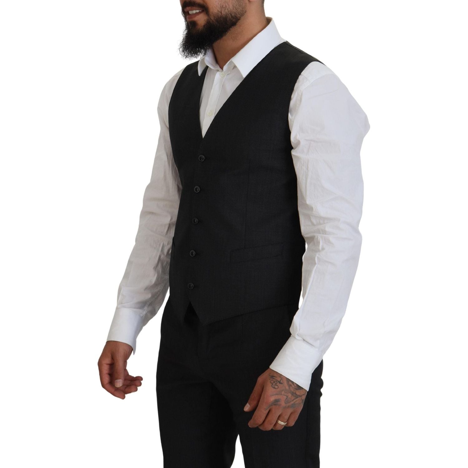 بدلة مارتيني رمادية أنيقة من ثلاث قطع من الصوف والحرير من دولتشي آند غابانا