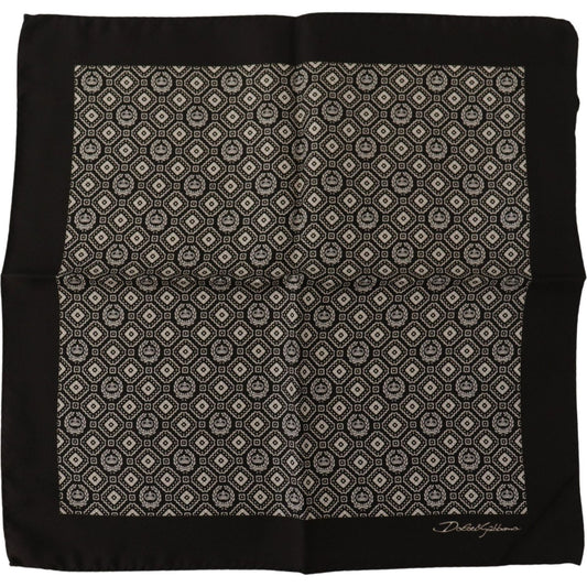 Dolce & Gabbana Black Patterned DG Logo Square Handkerchief Scarf MS6276