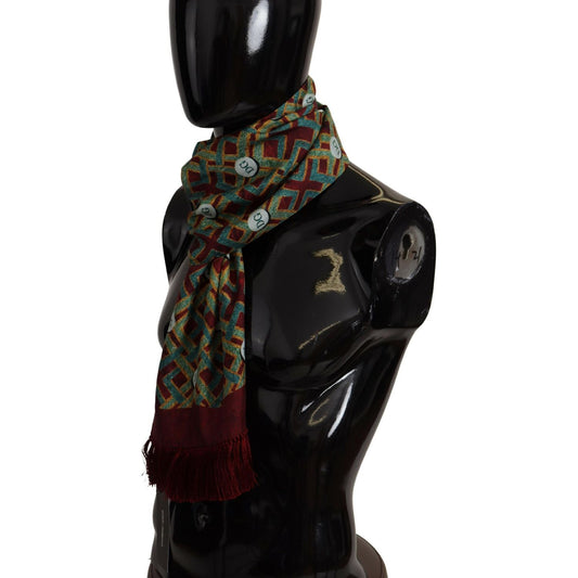 Dolce & Gabbana Multicolor DG Logo Shawl Warm Neck Wrap Fringe Scarf MS6297