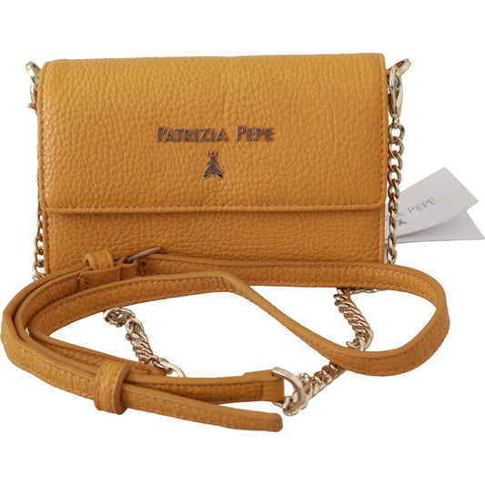 Patrizia Pepe Yellow Logo Leather Shoulder Strap Sling Bag VAS9046