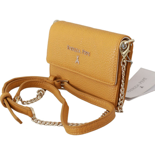 Patrizia Pepe Yellow Logo Leather Shoulder Strap Sling Bag VAS9046