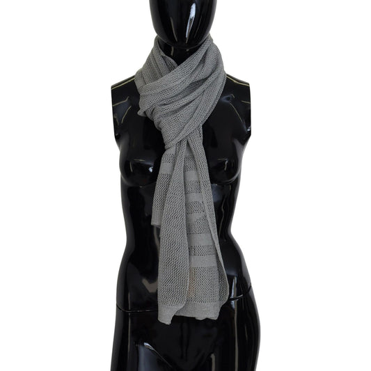 John Galliano Gray Logo Knitted Neck Wrap Shawl Foulard Scarf MS6861