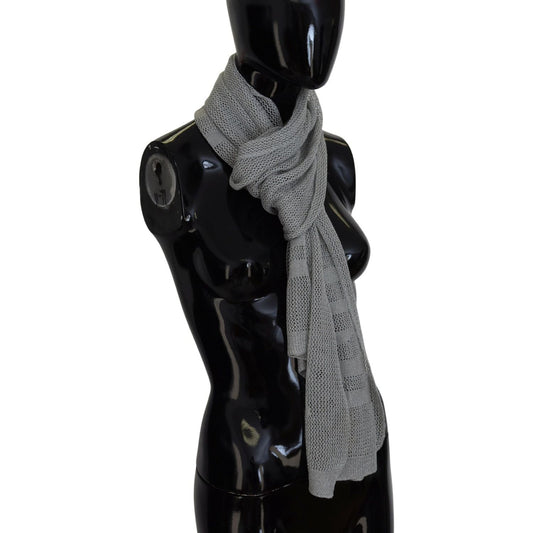 John Galliano Gray Logo Knitted Neck Wrap Shawl Foulard Scarf MS6861