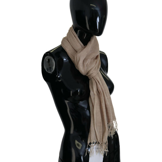 Costume National Beige Cotton Shawl Foulard Fringe Scarf MS6872