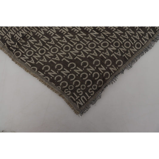 Costume National Gray Logo Knit Neck Wrap Shawl Scarf MS6868