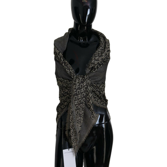 Costume National Gray Logo Knit Neck Wrap Shawl Scarf MS6868