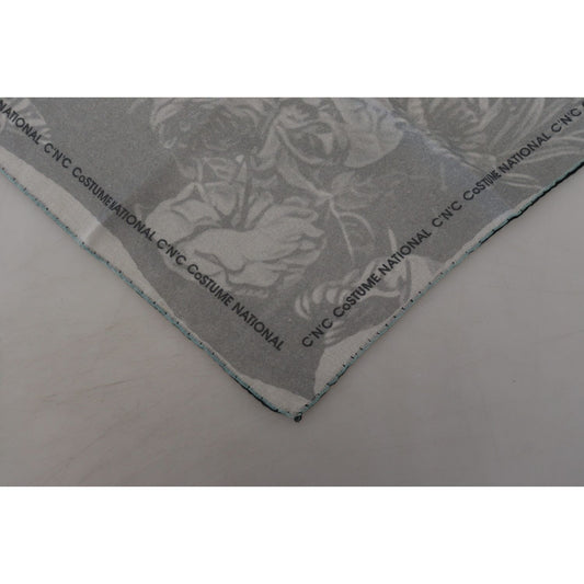 Costume National Gray Print Shawl Foulard Branded Scarf MS6873