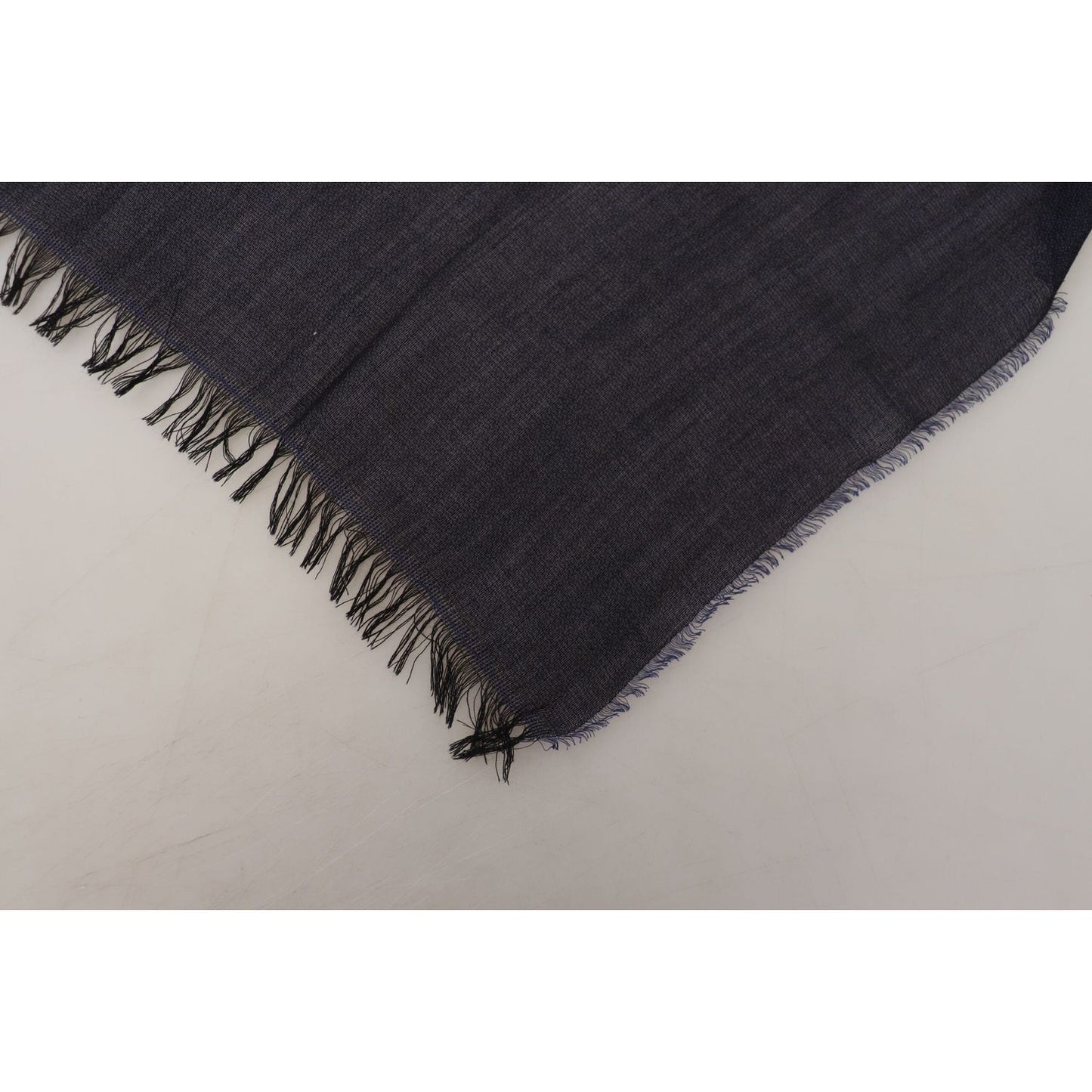 GF Ferre Dark Blue Wool Neck Wrap Shawl Fringes Scarf MS6858