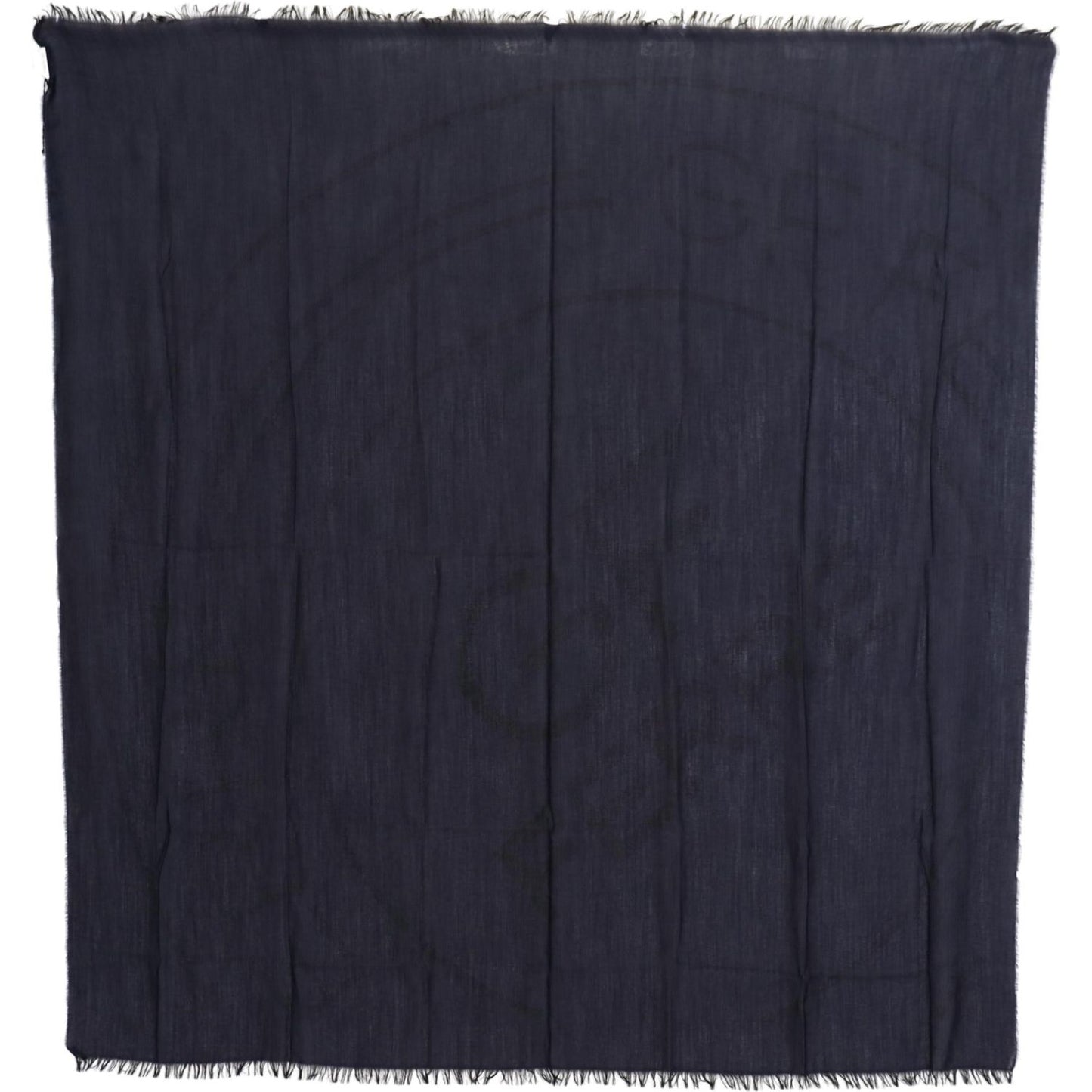 GF Ferre Dark Blue Wool Neck Wrap Shawl Fringes Scarf MS6858