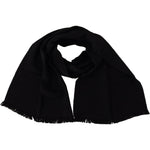 GF Ferre Black Wool Neck Wrap Shawl Fringes Scarf MS6845