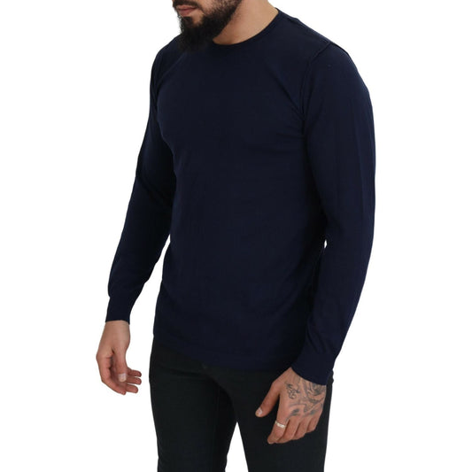 Paolo Pecora Milano Blue Cotton Crewneck Pullover Sweater TSH8253 - 54