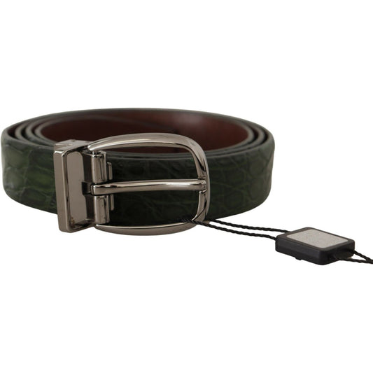 Dolce & Gabbana Green Exotic Leather Silver Buckle Belt BEL8407 - 95