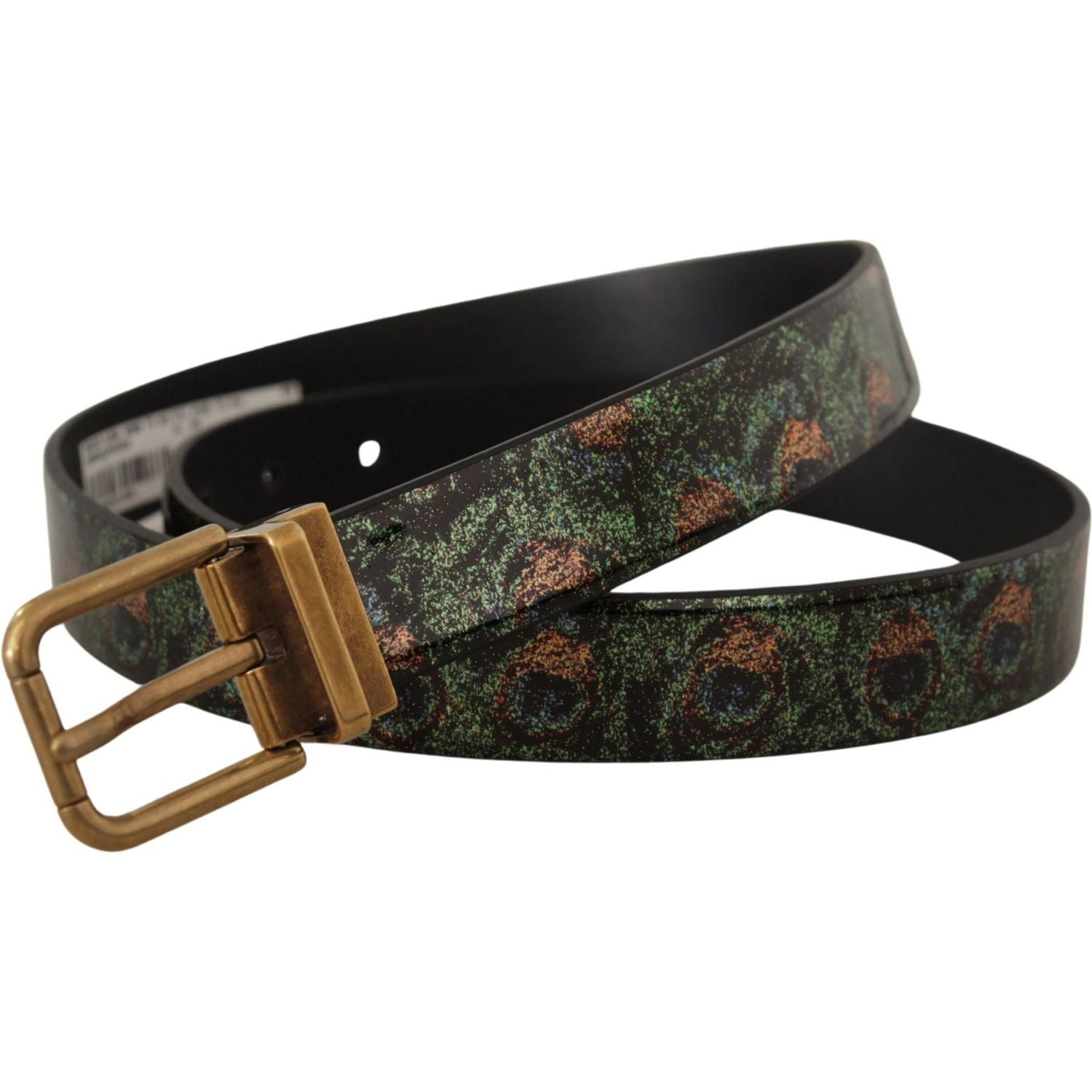 Dolce & Gabbana Multicolor Leather Vernice Pavone Bronze Metal Belt