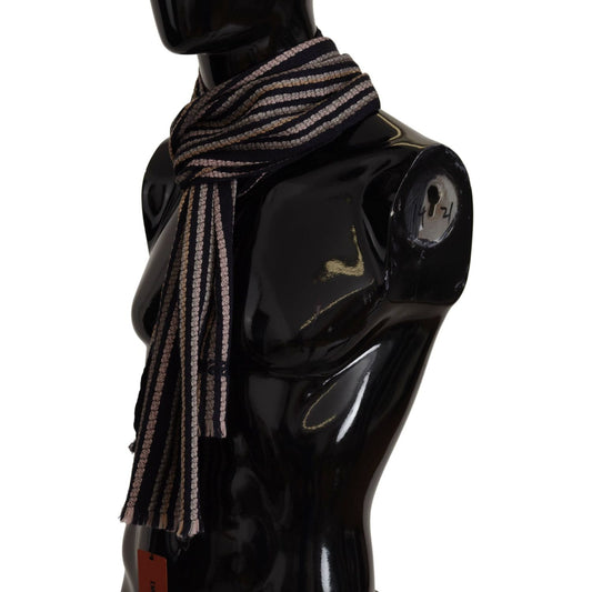 Missoni Multicolor Stripes Wool Knit Fringe Shawl Scarf MS6522