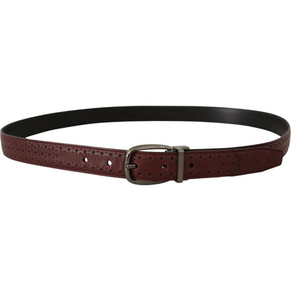 Dolce & Gabbana Brown Perforated Leather Metal Buckle Belt