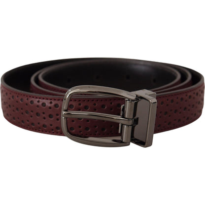 Dolce & Gabbana Brown Perforated Leather Metal Buckle Belt
