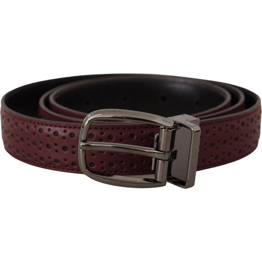 Dolce & Gabbana Brown Perforated Leather Metal Buckle Belt BEL8480- 95
