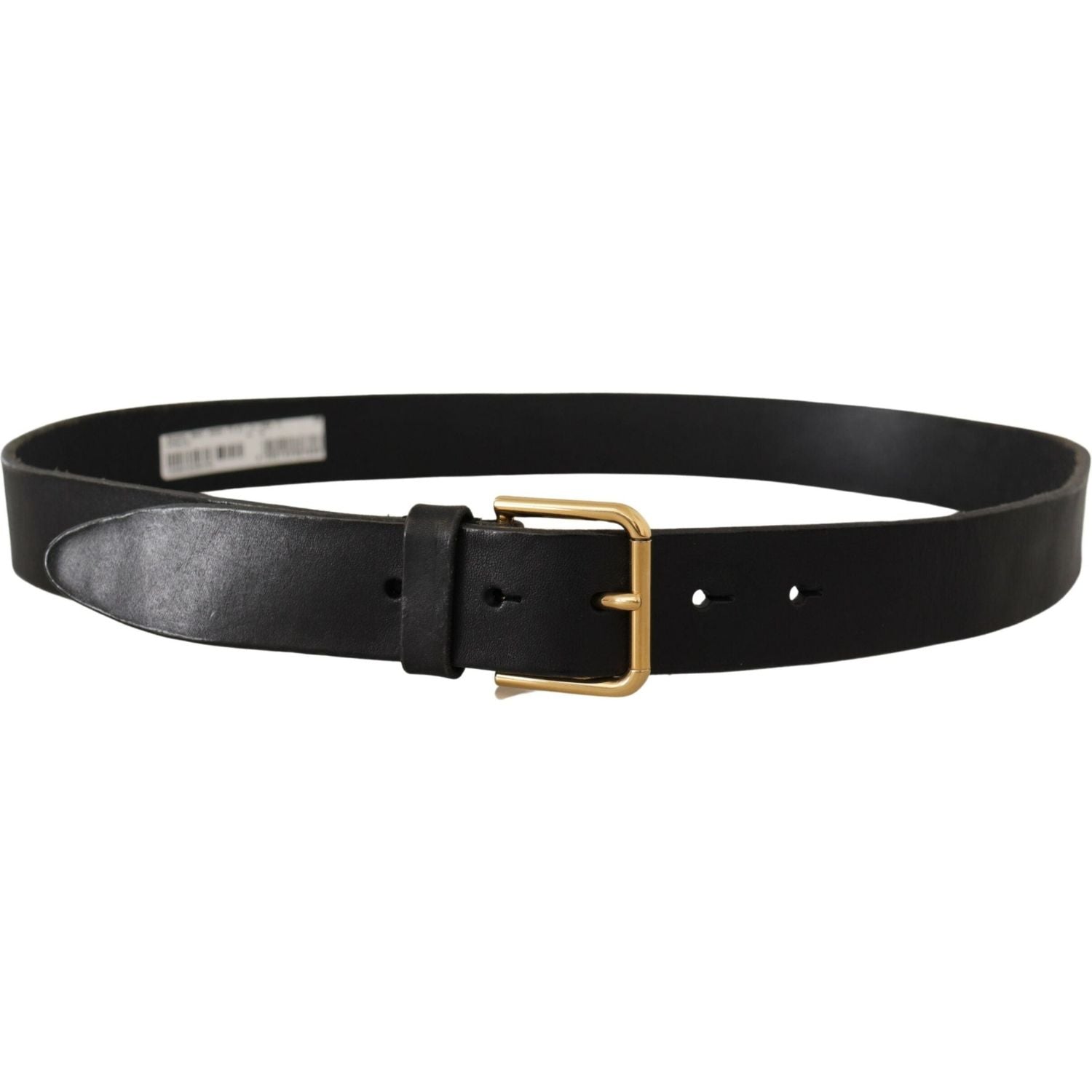 Dolce & Gabbana Black Leather Gold Tone Logo Metal Buckle Belt