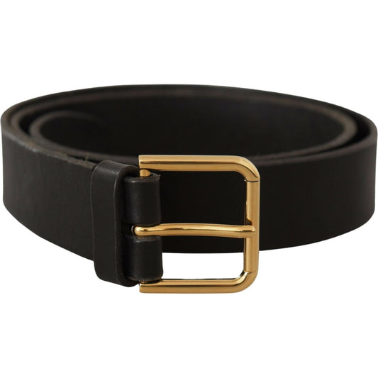 Dolce & Gabbana Brown Gold Metal Logo Buckle Calf Leather Belt BEL8528- 95