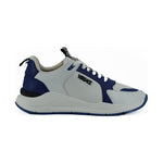 Versace Elegant Blue and White Leather Sneakers 8054712372629
