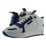 Versace Elegant Blue and White Leather Sneakers 8054712372629
