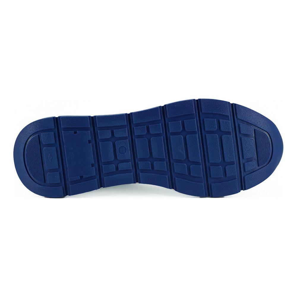 Versace Elegant Blue and White Leather Sneakers 8054712372629