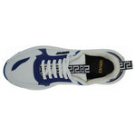 Versace Elegant Blue and White Leather Sneakers 8054712372629
