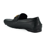 Versace Elegant Black Calf Leather Men's Loafers Versace Dark Slate Gray