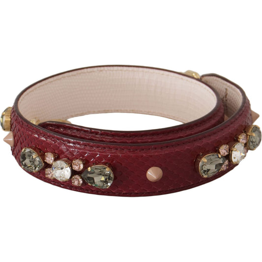 Dolce & Gabbana Bordeaux Leather Crystals Bag Shoulder Strap BEL8739