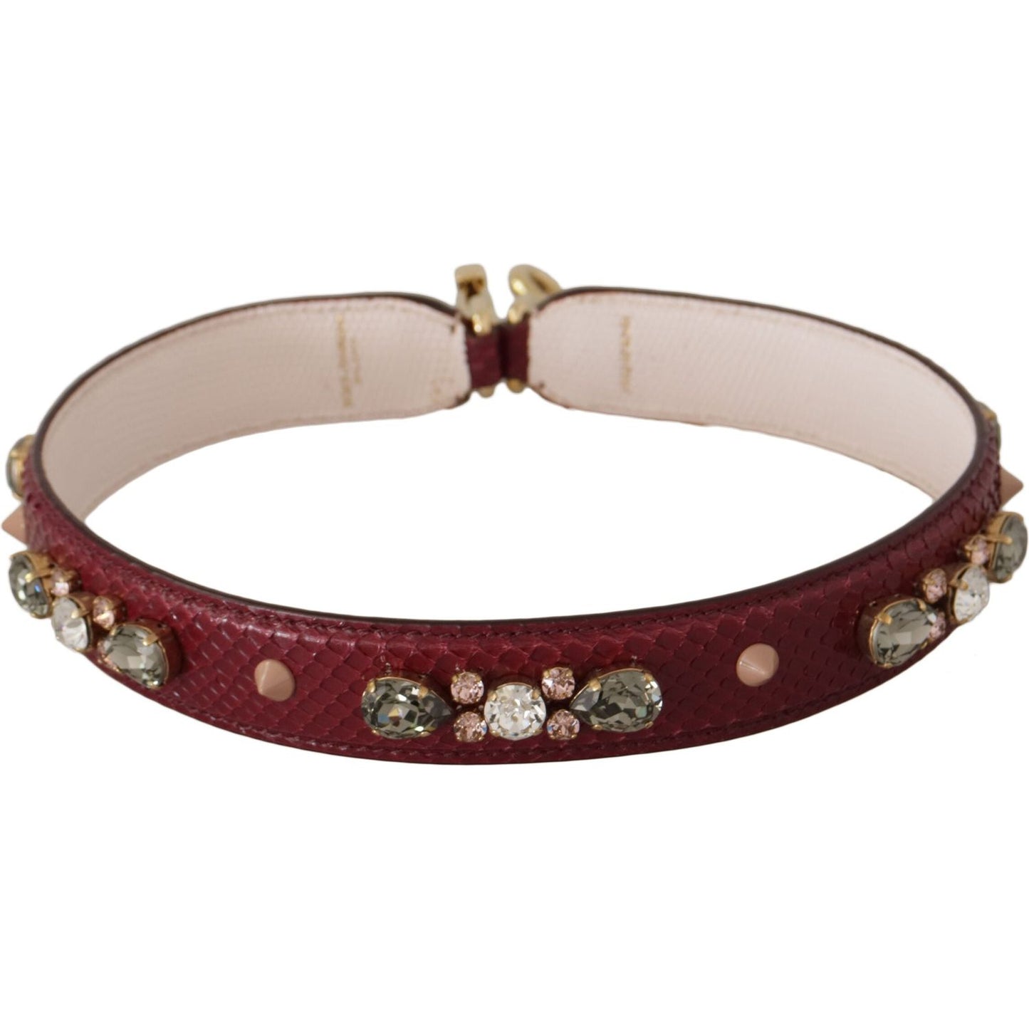 Dolce & Gabbana Bordeaux Leather Crystals Bag Shoulder Strap BEL8739