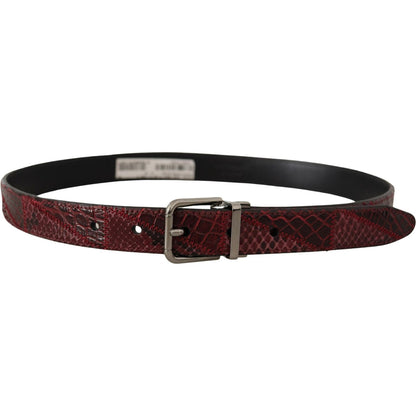 Dolce & Gabbana Red Exotic Leather Metal Logo Buckle Belt