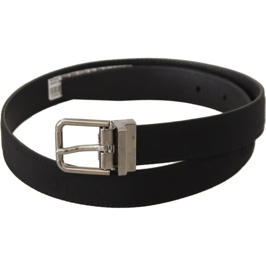 Dolce & Gabbana Black Canvas Leather Silver Tone Metal Buckle Belt BEL8650 - 70