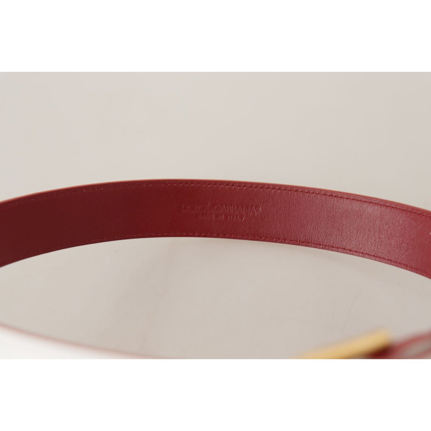 Dolce & Gabbana White Calf Leather Two-Toned Gold Metal Buckle Belt