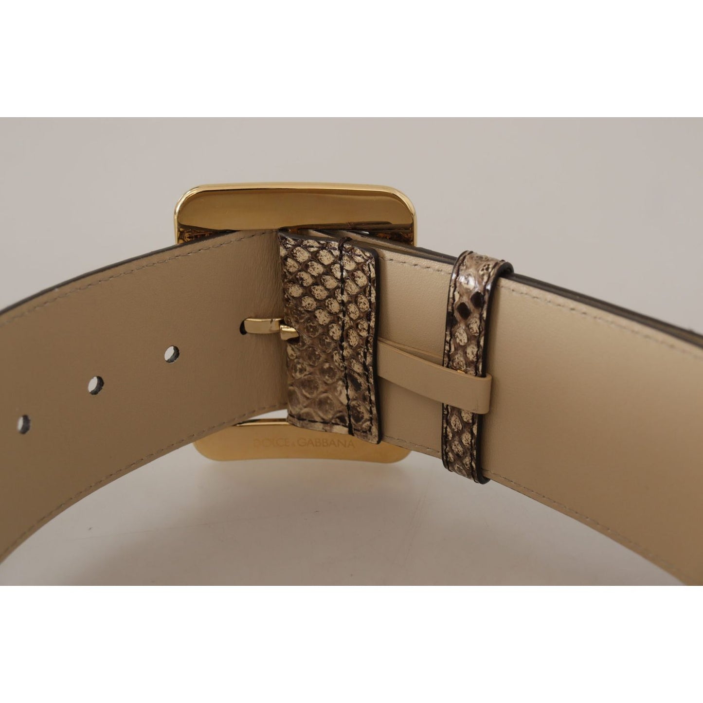 Dolce & Gabbana Brown Exotic Wide Waist Leather Gold Metal Buckle Belt WMB128 - 65