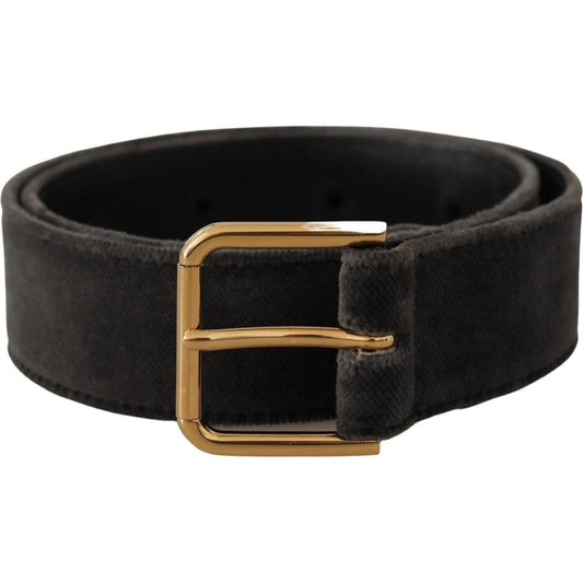 Dolce & Gabbana Brown Velvet Gold Tone Logo Metal Waist Buckle Belt WMB155 - 60