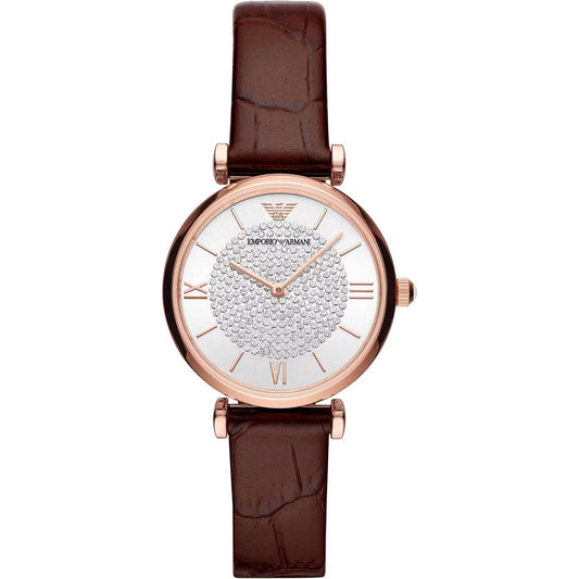 Emporio Armani Elegant Bordeaux Leather Watch for Women 723763284233