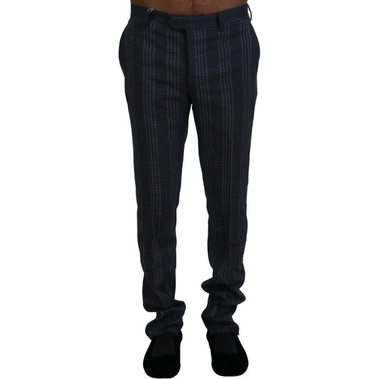 BENCIVENGA Gray Pure Wool Men Checkered Pants PAN71359 - 46