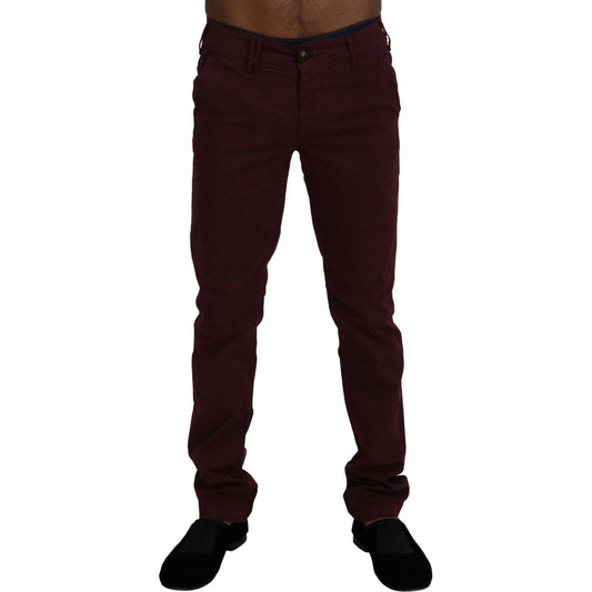 CYCLE Maroon Cotton Stretch Skinny Casual Men Pants PAN72395 - 46