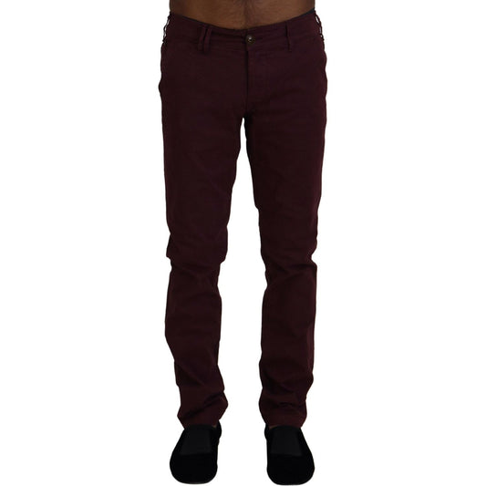 CYCLE Maroon Cotton Stretch Skinny Casual Men Pants PAN72395 - 46