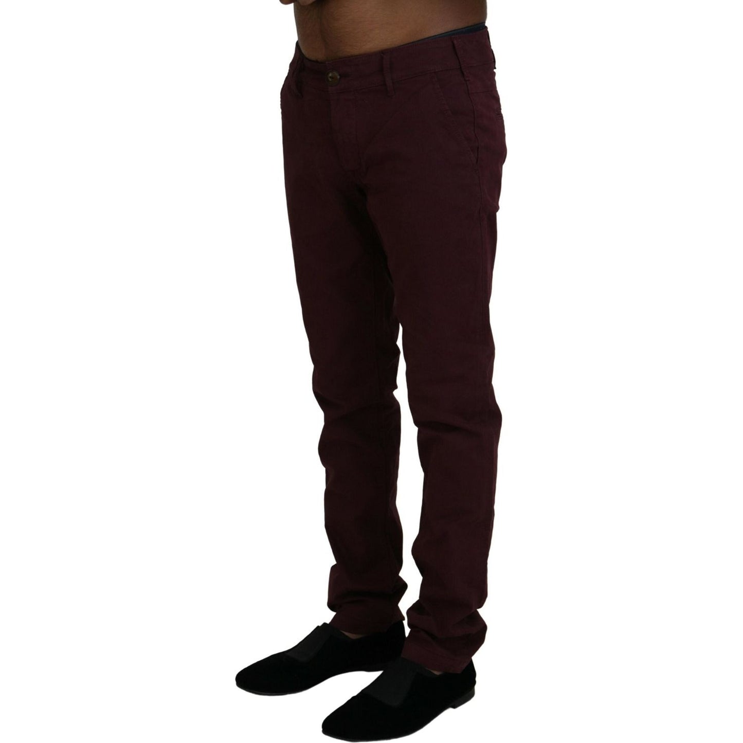 CYCLE Maroon Cotton Stretch Skinny Casual Men Pants PAN72395 - 46